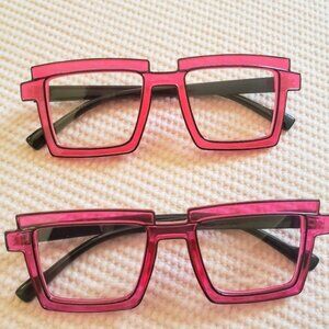 NEW Party Funky Rectangular Eyeglasses Frames Neon Pink Purple Anime SET OF 2